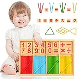 Sinwind Mathe Spielzeug Rechenstäbchen, Montessori Spielzeug Mathe, Rechnen Vorschule Mathematisches Spielzeug Holz, Zählstäbchen Montessori, Montessori Spielzeug Zahlen, Pädagogisches Mathe-Spielzeug