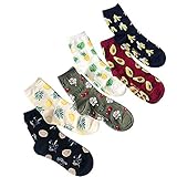 6 Paare Frauen Obst Socken Fun Crew Socken Neuheit Patterned Socken aus Baumwolle Banana Ananas Kirsche Lemon Avocado Söckchen