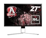 AOC AGON AG271QX 68,58 cm (27 Zoll) Monitor (DVI, HDMI, USB Hub, DisplayPort, 1ms Reaktionszeit, 2560 x 1440, 144Hz, FreeSync) schwarz/rot