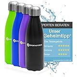Sportastisch Edelstahl Trinkflasche „Vacu Drink“ 500ml, Vakuum Isolierte Thermosflasche BPA-frei, Auslaufsicher für Schule Sport Fitness Camping Outdoor, bis zu 3 Jahren Garantie für Geheimtipp*