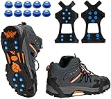 TBoonor Schuhspikes Schuhkrallen Ice Klampen Schnee Spikes Steigeisen Eiskrallen Anti Rutsch mit 10 Spikes für Schnee und EIS (Blau, L 40.5-45 (EU))