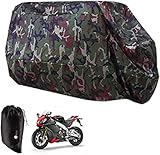 SurePromise Motorradabdeckung 225x120x57cm Motorradplane Motorradgarage Outdoor Indoor 190T Wasserdicht Winterfest Motorrad Abdeckplane Abdeckung mit Tasche (L, Camouflage) Ersatz