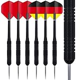 RED DRAGON Strata 19 Piece Darts Set - 6 x 20 Gramm Black Steel Tip Dartpfeile mit Deutsche Flagge Flüge und Nylon Schäfte
