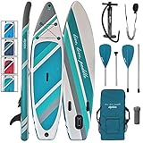 ALPIDEX Stand Up Paddle Set SUP 320 x 76 x 15 cm max.130 kg Aufblasbar Stabil Leicht Komplett Set Tragetasche Paddel Finnen Luftpumpe Leash Repair Kit, Farbe:Earth