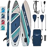ALPIDEX Stand Up Paddle Set SUP 320 x 76 x 15 cm max.130 kg Aufblasbar Stabil Leicht Komplett Set Tragetasche Paddel Finnen Luftpumpe Leash Repair Kit, Farbe:Cloud