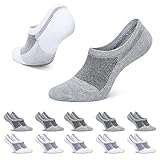 TUUHAW 10 Paar Herren & Damen Baumwolle Füßlinge Unsichtbare Sneaker Socken Mit Innen Silikonstreifen Rutschfeste Socken（Weiß+Grau 39-42