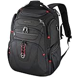 KROSER Laptop Rucksack 17,3 Zoll Reise Business Daypack Schwerlast Wasserdicht mit Hartgeschältem Sicherheitsraum Ladeanschluss RFID Tasche für Männer/Frauen/College/Schule -Schwarz MEHRWEG