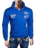 Herren Hoodie Kapuzen Pullover Slim FIT Sweat Jacke Pulli Langarm T-Shirt Kapuze, Größe:S, Farbe:Blau