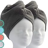 ELEXACARE Haarturban, Turban Handtuch mit Knopf (2 Stück anthrazit), Mikrofaser Handtuch für Kopf und Lange Haare