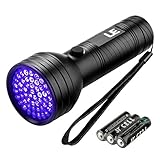 LE LED UV Schwarzlicht Taschenlampe mit 51 LEDs, Ultraviolettes Licht mit 395nm für Geocaching, Heimtierurindetektoren, Haustiere Urin-Detektor usw. Inklusive 3 AAA Batterie