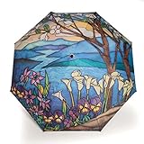 Taschenschirm Landschaft Motiv Blau Glasmalerei - Damenschirm - Regenschirm für Frauen - Rosemarie Schulz Heidelberg