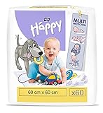 bella baby Happy Wickelunterlagen: Baby Wickelunterlagen für unterwegs 60 x 60 cm im 2er Pack (2 x 30 Stück) - wasserdicht und hygienisch