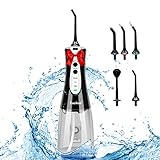 Zuukoo Munddusche Elektrische kabellos Zahnreiniger 320ML Wasser Flosser aufladbar Mundduschen Elektrisch Wasserdicht IPX7 mit 3 Modi und 5 Düsen (FDA genehmigt)