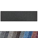 casa pura Teppich Läufer London | Meterware | Teppichläufer für Wohnzimmer, Flur, Küche usw. | Flacher Schlingenflor | mit Stufenmatten kombinierbar (Anthrazit - 66x600 cm)