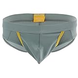 iEFiEL Männer Slip Unterhose Herren Unterwäsche Tanga Briefs Ouvert U Convex Dessous (S, Grau)