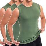 HERMKO 3040 3er Pack Herren Tank Top Unterhemd mit Rundhals-Ausschnitt aus 100% Bio-Baumwolle, Größe:D 6 = EU L, Farbe:Olive