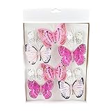 TGG 10 St. Schmetterlinge Mix mit Clip 2 Größen Sortiment / 046 pink-rosa