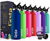 Grsta Edelstahl trinkflasche Vakuumisolierte Metallwasserflaschen mit 2 Deckeln thermosflasche BPA-freie Getränkeflasche 12 Stunden heiß und 24 Stunden kalt 600 ml / 1 Liter