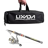 Lixada Teleskop Angelrute und Reel Combo Full Kit Carbon-Faser Angelrute Pole + Spinning + Tragetasche