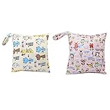 Baby Reisen Windeltasche,Wickeltaschen für Nasse und Trockene Kleidung Reißverschluss Wasserdicht Waschbar Nasstaschen,Multifunktionale Tragbare Tasche (2 Stück)