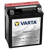 58009 Varta 506014005A514 Powersports AGM Motorradbatterie, 12 V, 6Ah, YTX7L-BS