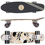 FunTomia Mini-Board Cruiser Skateboard 57cm aus 7-lagigem kanadischem Ahornholz inkl. Mach1 ABEC-11 Kugellager - mit oder Ohne LED Rollen