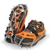 IPSXP Steigeisen, Schuhkrallen mit 19 Edelstahl Zähne Spikes Universal Anti-Rutsch Grödel für Winter High Altitude Wandern Bergsteigen auf EIS Schnee Gletscher - M