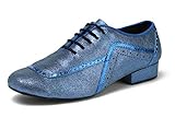 MINITOO Herren Latin Ballroom Wingtip Oxford Style Blau Glattleder Social Tanzschuhe EU 46