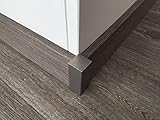 Eckstäbe für Sockelleisten | Edelstahl-look 4 Stück| Eckstück oder Endstück passend zu MDF-Leisten bis 60-mm | Fußbodenleisten Eck-Stab silber-metallig, Abschluss & Verbindungsstück