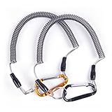TOPIND Angelband, Sicherheitsseil mit Drahtspitze, Stahl, innen angebracht, spiralförmig, mit Karabiner für sichere Zangen, Fischzubehör, Angeln, Camping und Jagd (3 Stück/Packung, zufällige Farbe)