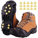 Fesoar Schuhspikes,Schuhkrallen Steigeisen für Schuhe im Winter mit einem 15er-Pack Ersatz-Schneespikes für Damen,Herren und Kinder (Schwarz, M)