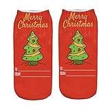 SALUCIA Unisex Socks Weihnachten Cartoon Nicholas Rudolf 3D Druck Socken Lustige Knöchel Füßlinge Kurze Socken für Damen und Herren