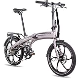 CHRISSON 20 Zoll E-Bike Klapprad eFolder hellgrau - E-Faltrad mit AIKEMA Nabenmotor 250W, 36V, 30 Nm, Pedelec Faltrad für Damen und Herren, praktisches Elektro Klapprad
