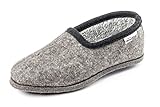 Orthopant Filzpantoffel Classic - Hausschuhe Pantoffel Herren Damen aus feinem Wollfilz, Grau mit schwarzer Borte, CL-101-38