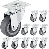 AYITOO 12pcs Lenkrollen 50mm Strandkorbrollen Transportrollen Set Möbelrollen Apparaterollen Schwerlastrollen Polypropylen Stahlblech Verzinkt Hellgrau Rollen 50mm Tragfähigkeit 40KG/Rolle