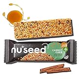 nuseed. Natural Brainfood Snack -Carrot Cake- Vegane Hanfsamen & Nussmuß Energieriegel gegen Ideenarmut am Arbeitsplatz. Bio Müsli-, Nussriegel ohne Industrie-Zucker & Süßstoff| 12 Riegel, 420g