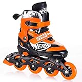 SPOKEY Strive Inline Skates für Kinder bis max. Gewicht 60 kg| Größenverstellbar, Alu-Schienen, Kugellager ABEC-7 Carbon, PU Rolle 82 A | Rollengröße: Ø 64 mm bei Gr. 28-32 und Ø 70 mm bei Gr. 33-37