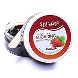 SKINAYA PREMIUM ZUCKERPASTE SET ZUR HAARENTFERNUNG - 300 Gramm Sugaring Wachs Waxing Set (Erdbeere) inkl. 15 Vliesstreifen und 5 Holzspatel