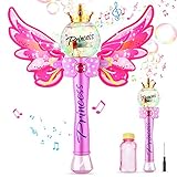 Ucradle Bubble Machine, Zauberstab Seifenblasenmaschine mit Musik & Licht für Mädchen Kinder, Magic Wand Bubble mit Seifenblasen Flüssigkeit, Outdoor Bubble Toys für Partys Geburtstag Geschenk