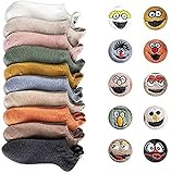 Yidarton Damen Socken Baumwolle Komfortabel Netter Cartoon Bestickte Lustig kurz Frauen Socken (A-10 Paar)