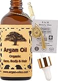 SEHR GUT IM TEST* – Bio Arganöl aus Marokko - Fair Trade Öl für Haare, Gesicht, Nägel und Lippen - R&M Beauty-Oleo gegen Pickel und Narben (100ml)