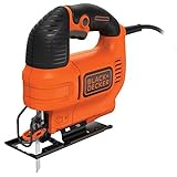 Black+Decker Stichsäge, Pendelhubsäge ( 520W, max. 70 mm Schnitttiefe, mit Softgriff, Sight-Line-Kanal, Schutzbügel, integrierte Sägeblasfunktion, ergonomische Griffe, inklusive Holzsägeblatt) KS701E
