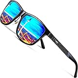 ATTCL Herren Polarisierte Fahren Sonnenbrille Al-Mg Metall Rahme Ultra Leicht 858-8 Blue