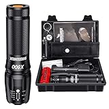 Shadowhawk X800 Led Taschenlampe, Super Helle 3000 Lumen Taschenlampen, Wiederaufladbare Taktische Taschenlampe mit Zoom für Camping, Wandern und Notfälle (mit 5000mah 26650 Batterie)