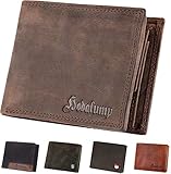 Hodalump Echt-Leder Geldbörse • Geldbeutel für Damen und Herren mit RFID-Schutz • Portmonee inkl. Geschenkverpackung • Farbe: Braun mit Hodalump Prägung