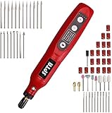 Mini Multifunktionswerkzeug, SPTA 3.7V Li-Ion Akku Mehrzweckschleifmaschine mit 5 variabler Drehzahleinstellungen und 55 Zubehör, Rotary tool für viele kreative Projekte oder Heimwerkerarbeiten
