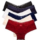 Fabio Farini 6er Pack Damen Panties Hipster mit verführerischen Spitzendetails Multifarb Set 40-42