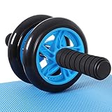 SONGMICS Bauchroller, AB Roller Bauchtrainer, AB Wheel für Fitness, mit rutschfester, gut gepolsterter Kniematte, Bauchmuskeltraining und Muskelaufbau, für Frauen und Männer, blau SPU75P