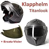 Klapphelm Integralhelm Motorradhelm CMX Prometheus matt grau mit getöntem Ersatzvisier Größe S