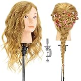 16' Frisierkopf übungskopf Neverland 100% Echthaar Trainingsköpfe für Friseure Frisierkopf Mit Langen Haaren Puppenkopf Modell Kopf mannequin Kopf Mit halter